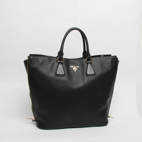 2014 Prada original grainy calfskin tote bag BN2419 black - Click Image to Close